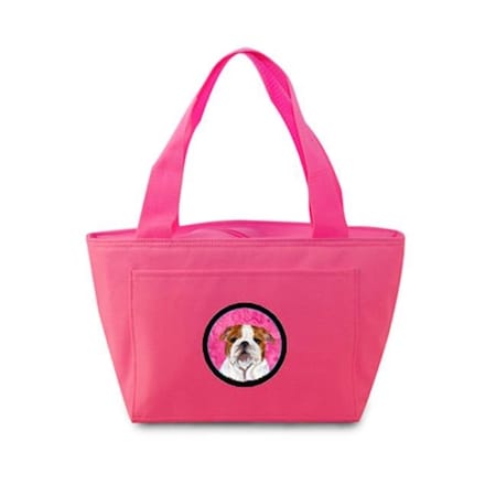 Carolines Treasures Carolines Treasures SS4760-PK-8808 Pink Bulldog English Zippered Insulated School Washable And Stylish Lunch Bag Cooler SS4760-PK-8808